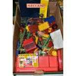 A QUANTITY OF ASSORTED LOOSE MECCANO, assorted parts from various eras from red and green to 1970'