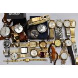 A BOX OF ASSORTED WRISTWATCHES, to include a gents gold plated, 'Matthey-Doret' Electronic, fitted
