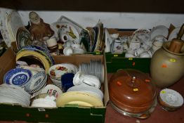 SEVEN BOXES AND LOOSE CERAMICS, ETC, including a quantity of assorted miscellaneous saucers, tea