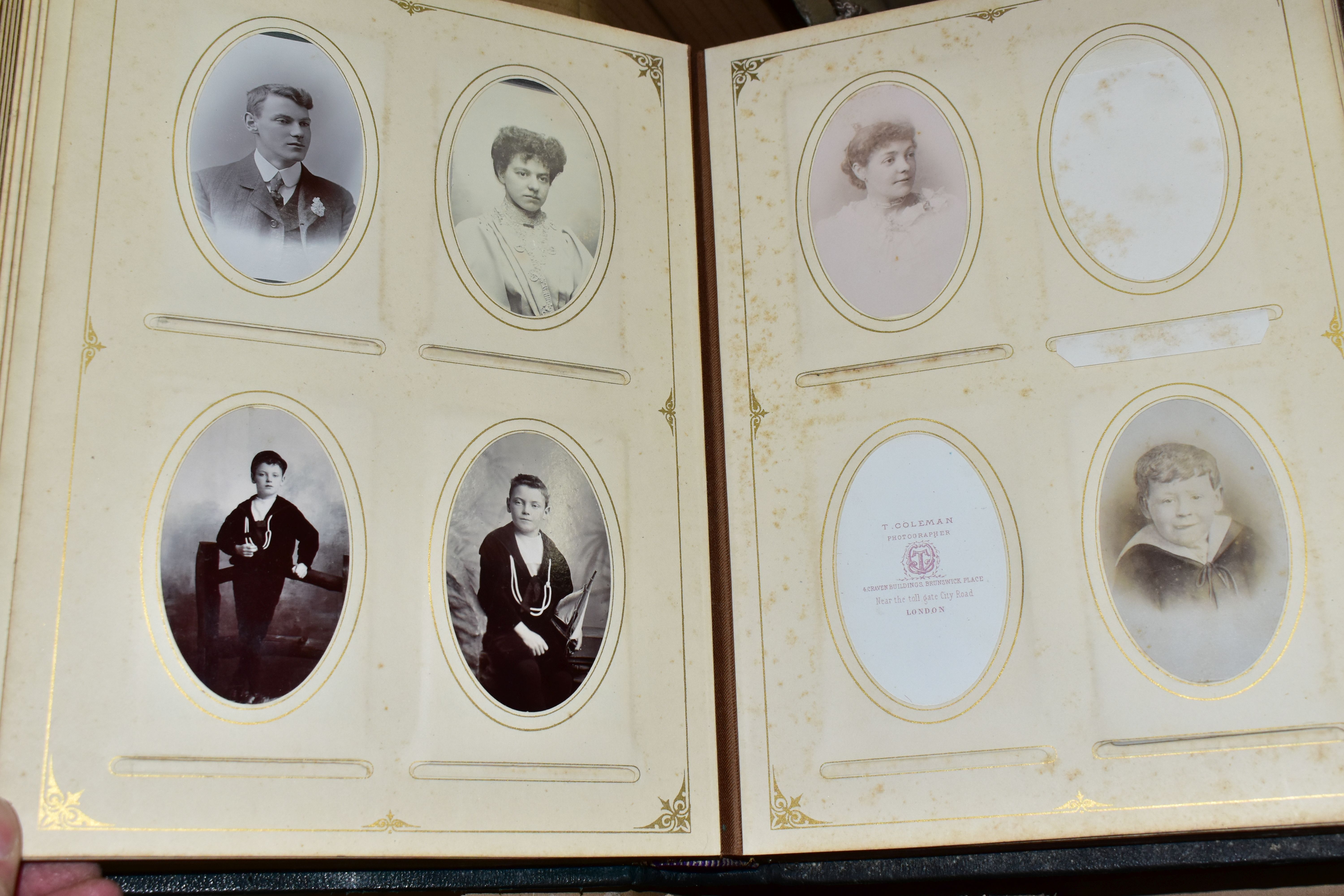 ONE BOX, containing three Victorian or Edwardian leather bound, brass clasped, gilt edged page, - Image 5 of 17