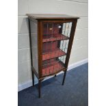 AN EARLY 20TH CENTURY MAHOGANY LEAD GLAZED SINGLE DOOR DISPLAY CABINET, width 62cm x depth 35cm x