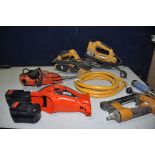 A SELECTION OF POWERTOOLS to include a Dewalt DW321 jigsaw, Black and Decker KS890E scorpion