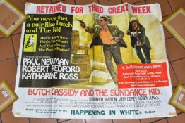 BUTCH CASSIDY AND THE SUNDANCE KID, a promotional quad film poster for the 1969 film with additional