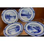 A SET OF SIX BOXED ROYAL DOULTON 'THE GOLFING WORLD' COLLECTION PLATES, with scalloped rims,