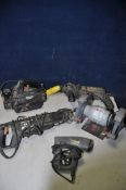 A SELECTION OF POWERTOOLS to include a Performance Pro PP150BG bench grinder, Black and Decker PBD-