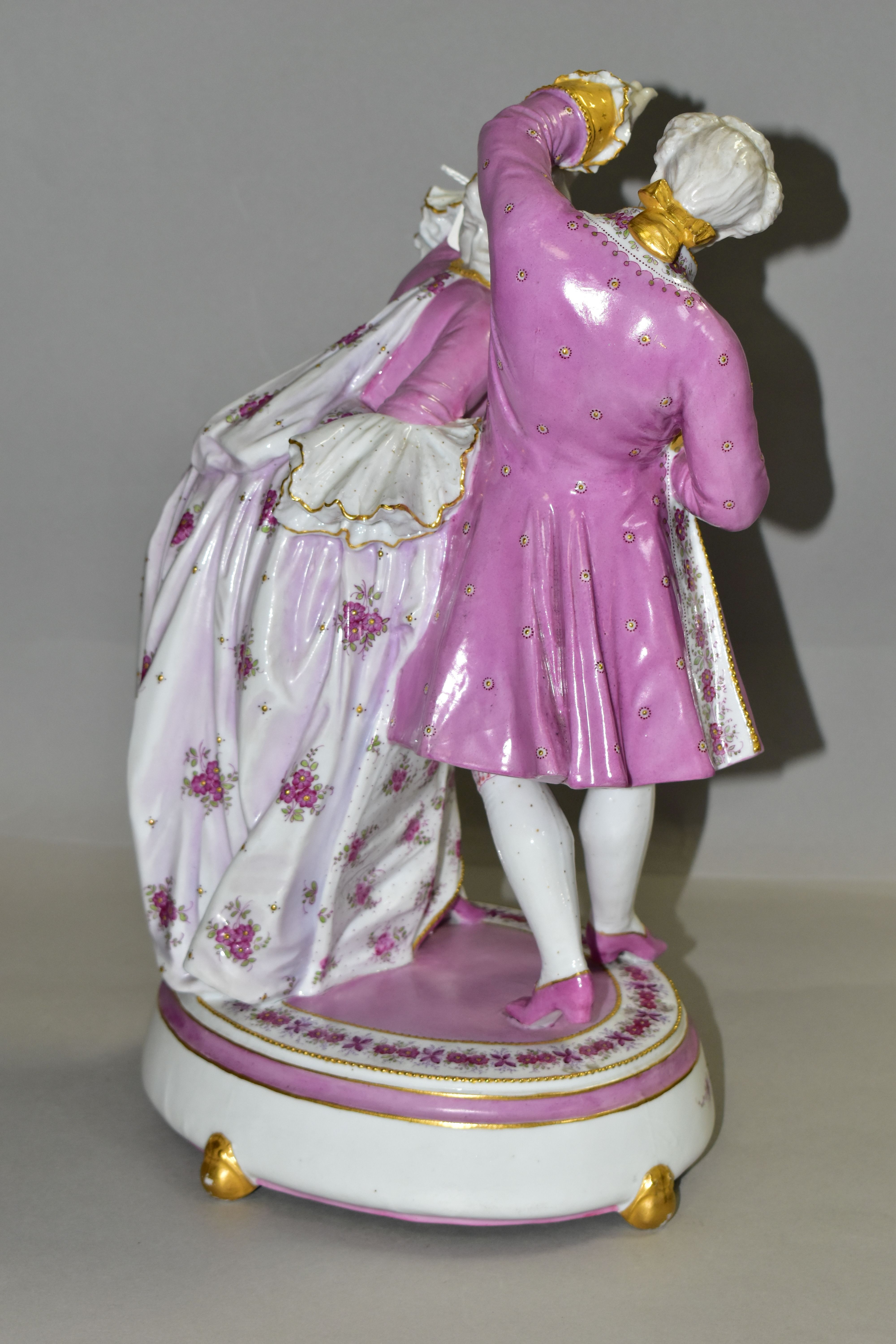 A LATE 19TH CENTURY PARIS (VION & BAURY) PORCELAIN FIGURE GROUP OF A LADY AND GENTLEMAN DANCING, - Image 5 of 11