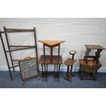 A SELECTION OF OCCASIONAL FURNITURE, to include a mahogany nest of three tables, oak drop leaf