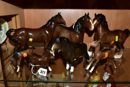 A COLLECTION OF BESWICK SHIRE HORSES, comprising Shetland Pony (woolly Shetland Mare)1033 and
