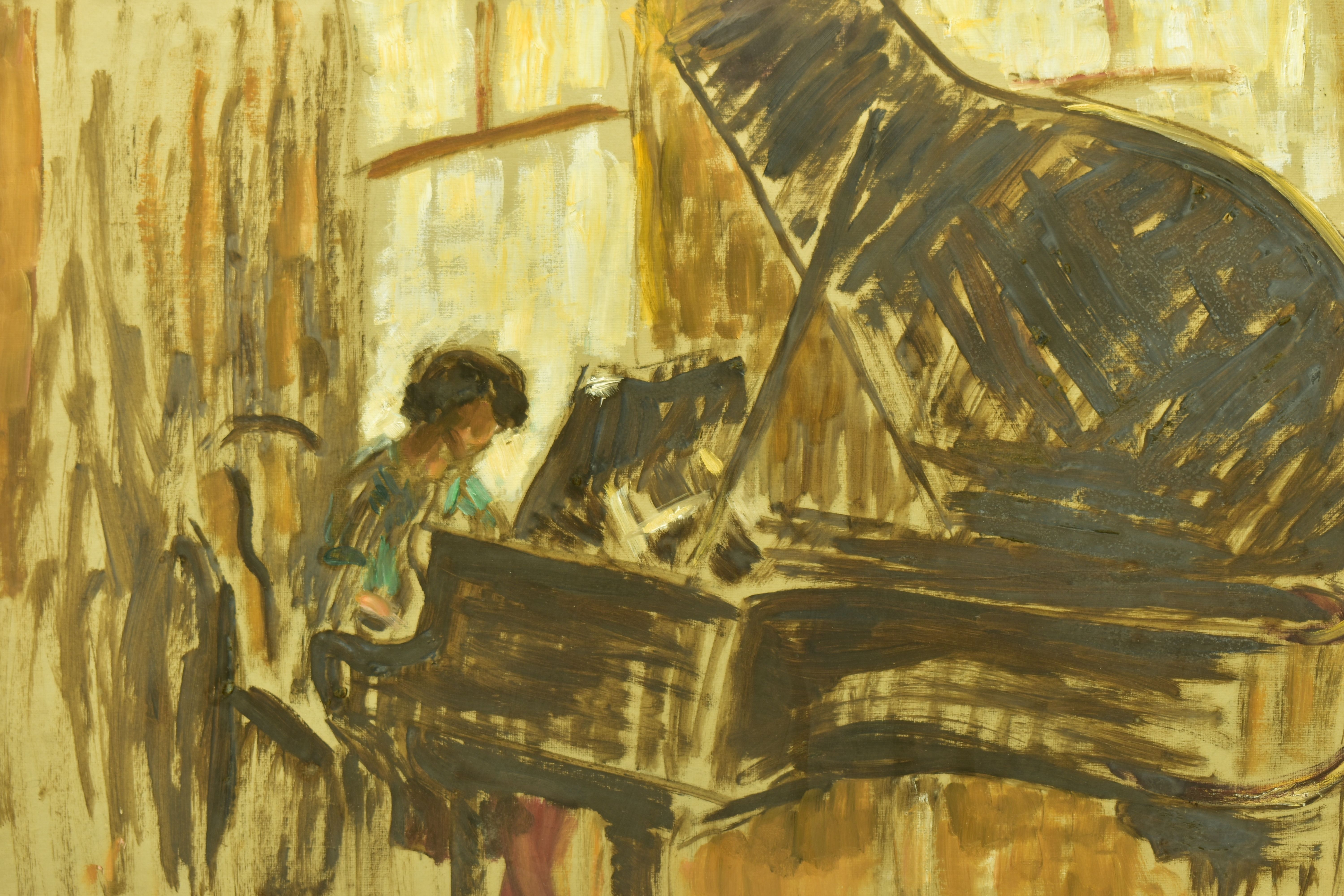 AMY FLATTO (20TH CENTURY) 'GIRL AT THE PIANO', a study of a female figure playing a Grand Piano, - Image 2 of 9