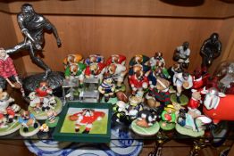 A COLLECTION OF RUGBY THEMED FIGURES, ETC, over forty pieces to include a Leonardo Silver Dreams