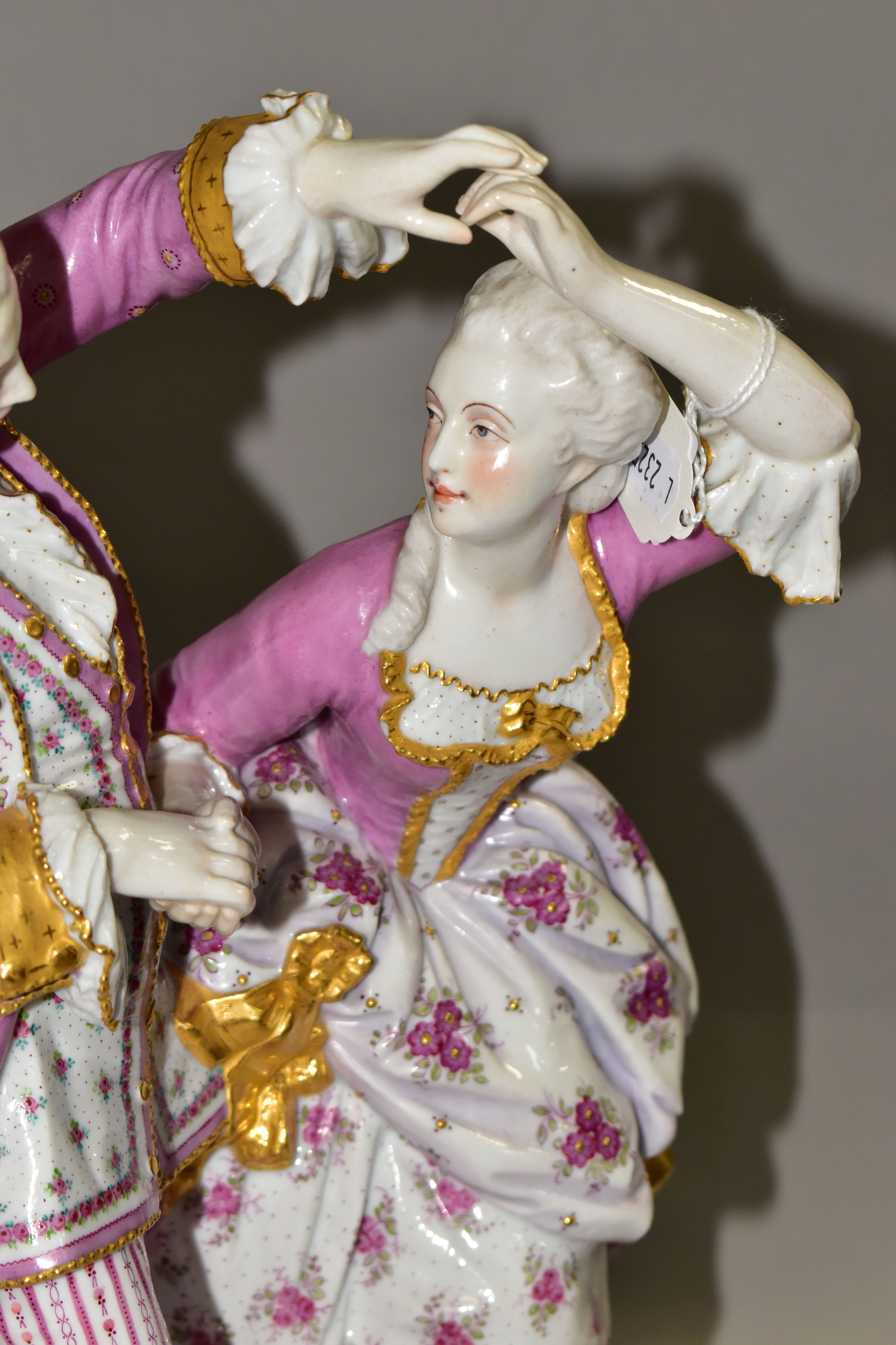 A LATE 19TH CENTURY PARIS (VION & BAURY) PORCELAIN FIGURE GROUP OF A LADY AND GENTLEMAN DANCING, - Image 3 of 11