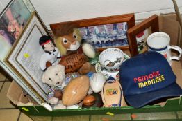 TWO BOXES OF WELSH RUGBY UNION THEMED CERAMICS AND GIFTWARE, to include twenty three mugs, two