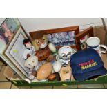 TWO BOXES OF WELSH RUGBY UNION THEMED CERAMICS AND GIFTWARE, to include twenty three mugs, two