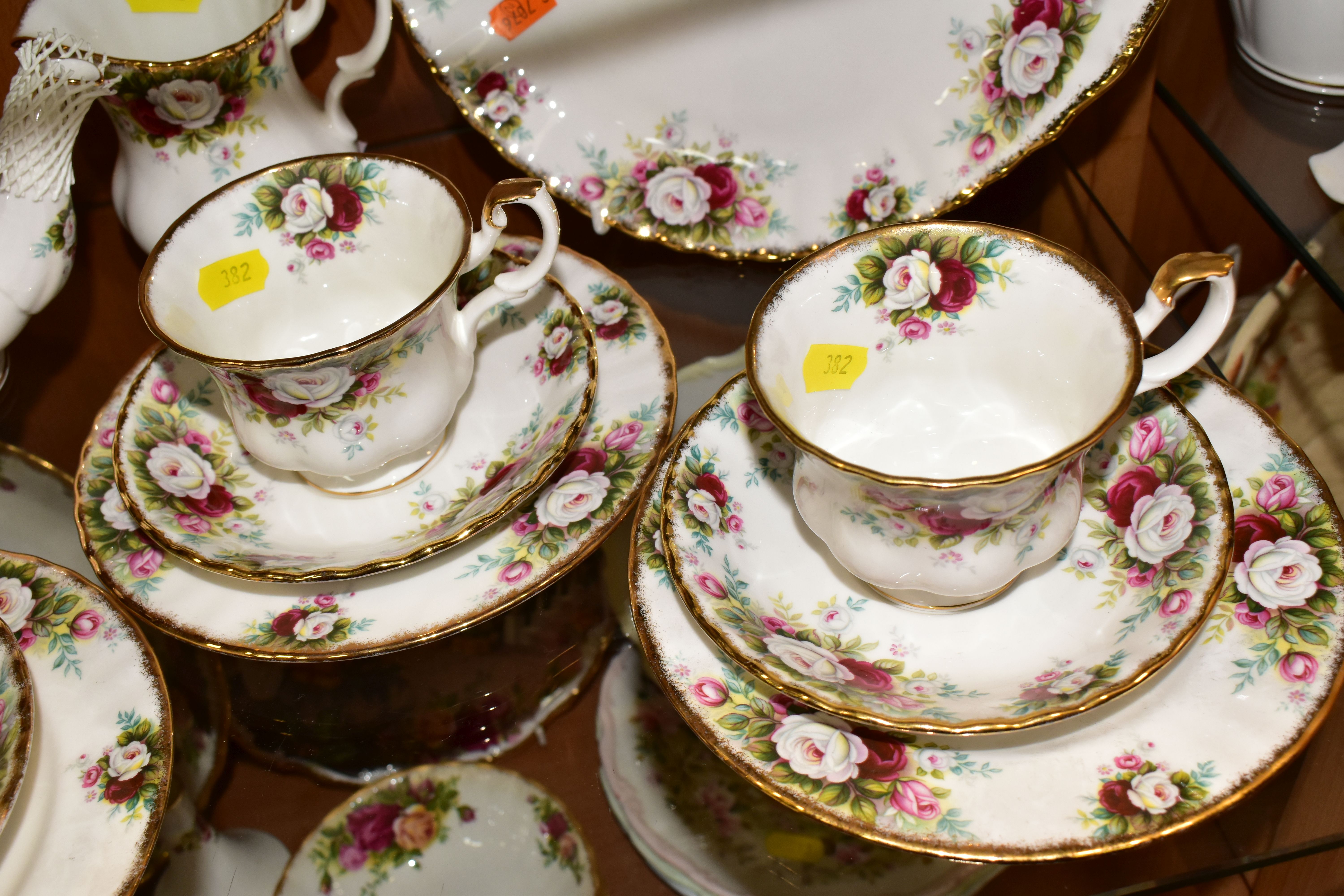 A ROYAL ALBERT 'CELEBRATION' PATTERN TEA SET, comprising two cake plates (one marked as second - Image 4 of 7