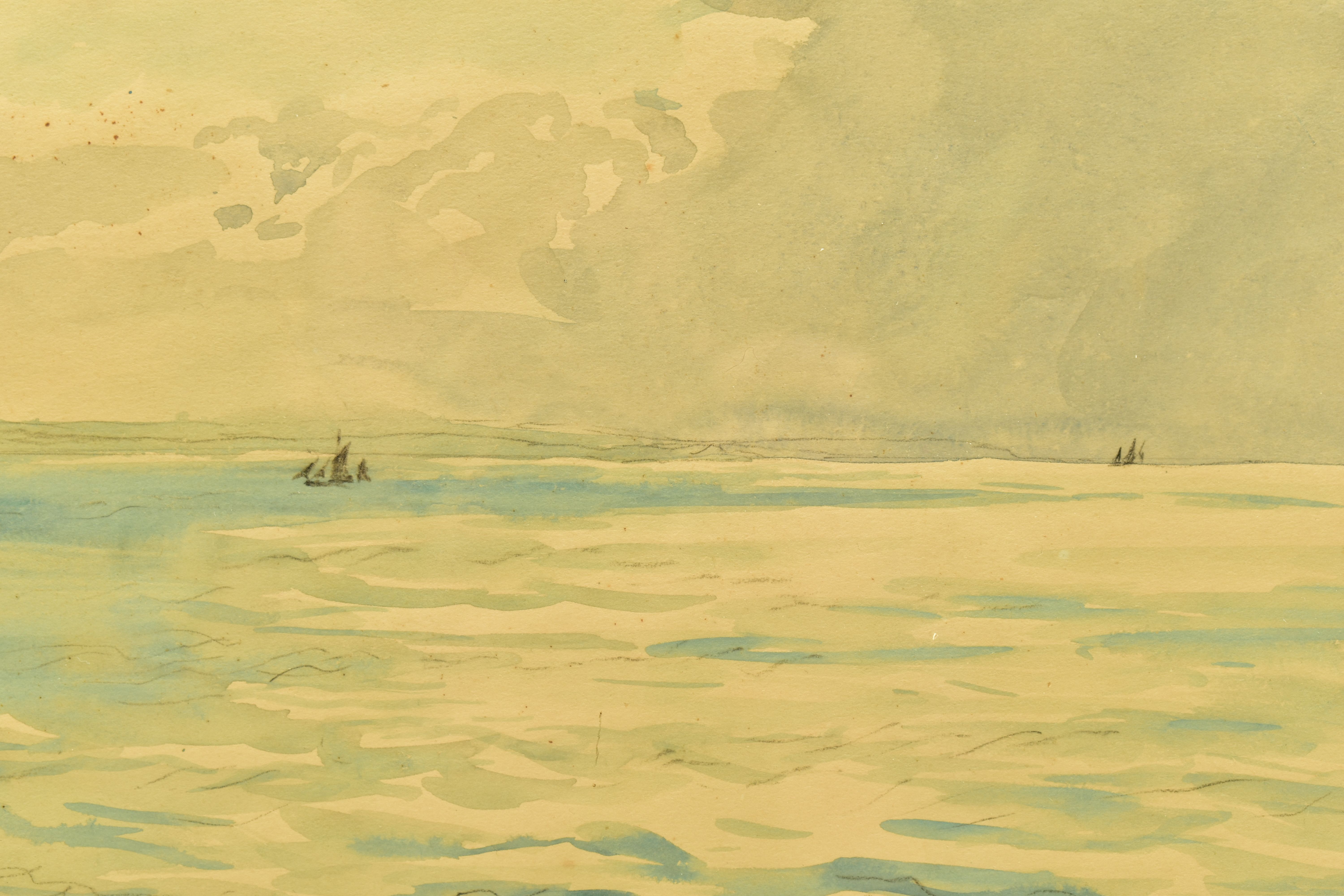 DAVID MUIRHEAD BONE (1876-1953) 'SPANISH COAST', a view to a distant coastline across open seas, - Image 3 of 8