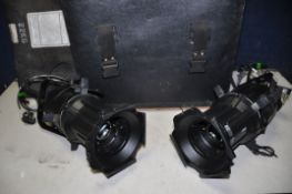 A PAIR OF ETC SOURCE FOUR STAGE LIGHTING inside carry case (UNTESTED)