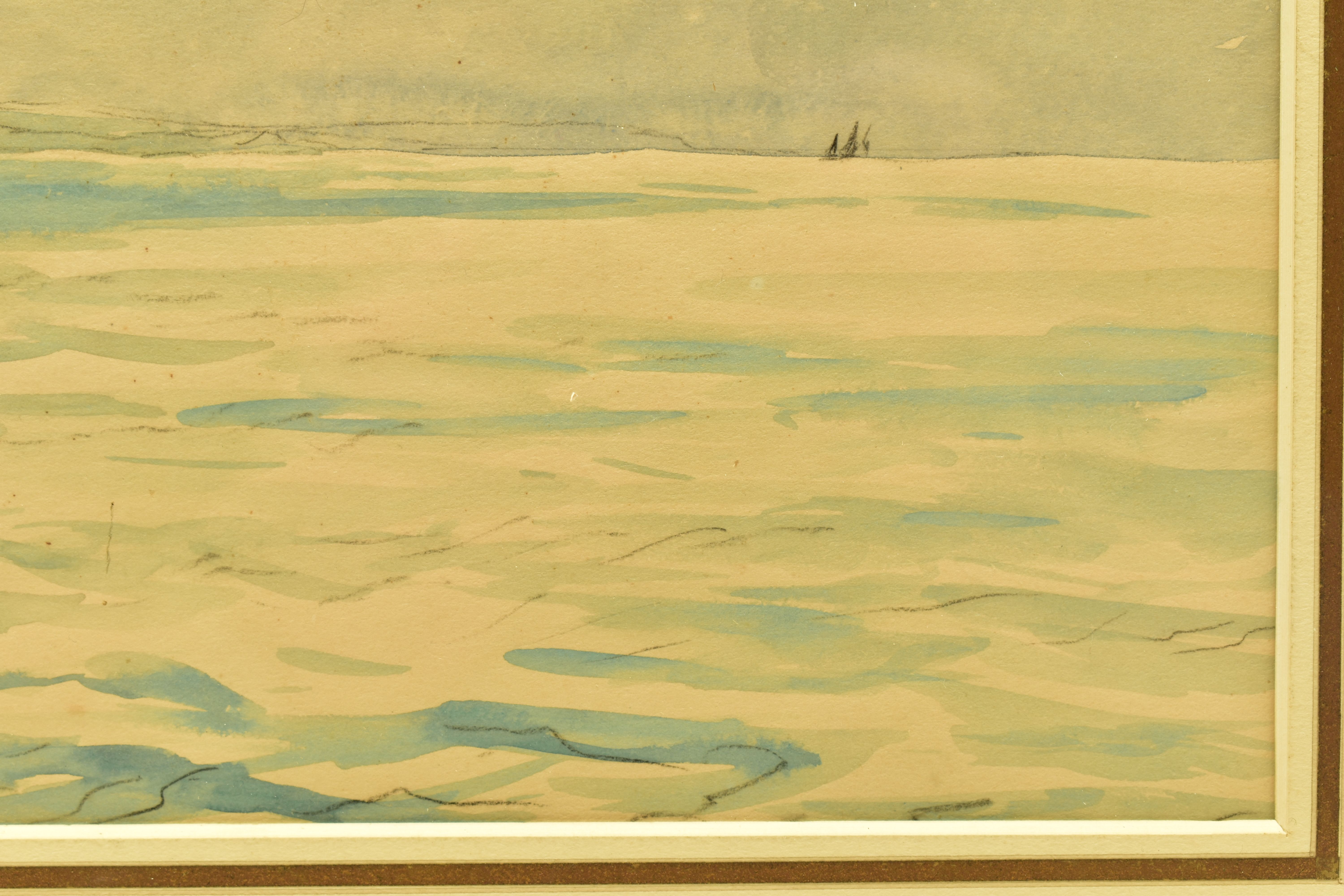 DAVID MUIRHEAD BONE (1876-1953) 'SPANISH COAST', a view to a distant coastline across open seas, - Image 5 of 8