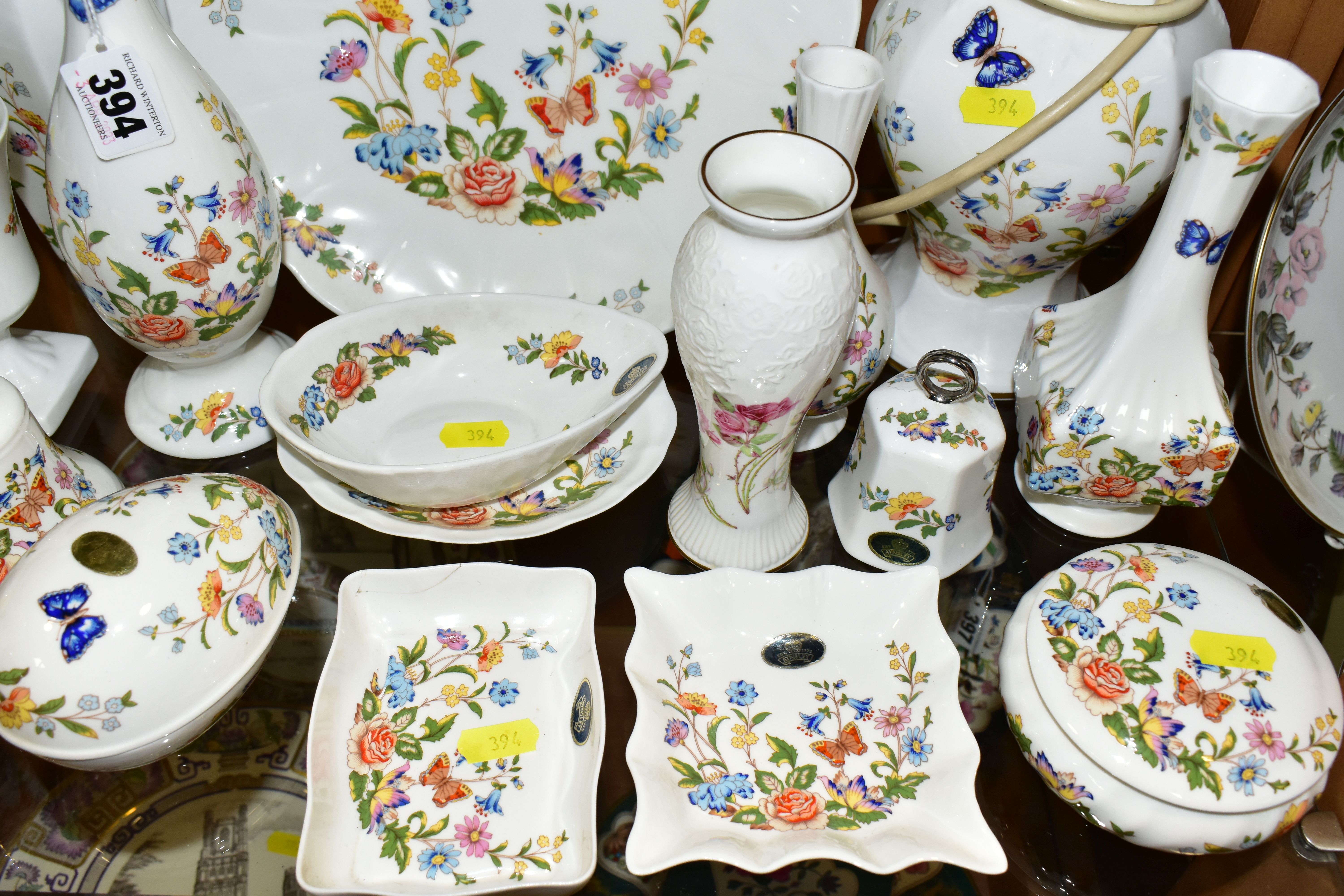 A QUANTITY OF AYNSLEY 'COTTAGE GARDEN' PATTERN GIFTWARE, comprising a table lamp, three pin - Image 2 of 6