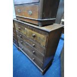 A VICTORIAN WALNUT CHEST OF FOUR LONG DRAWERS, width 123cm x depth 53cm x height 119cm (condition:-