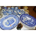 A GROUP OF 20TH CENTURY BLUE AND WHITE CERAMICS, to include T.G Green Cornish Kitchen Ware Marmalade