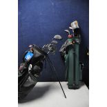 GOLFING EQUIPMENT to include two golf bags a Dunlop and a Masters and a small quantity of golf