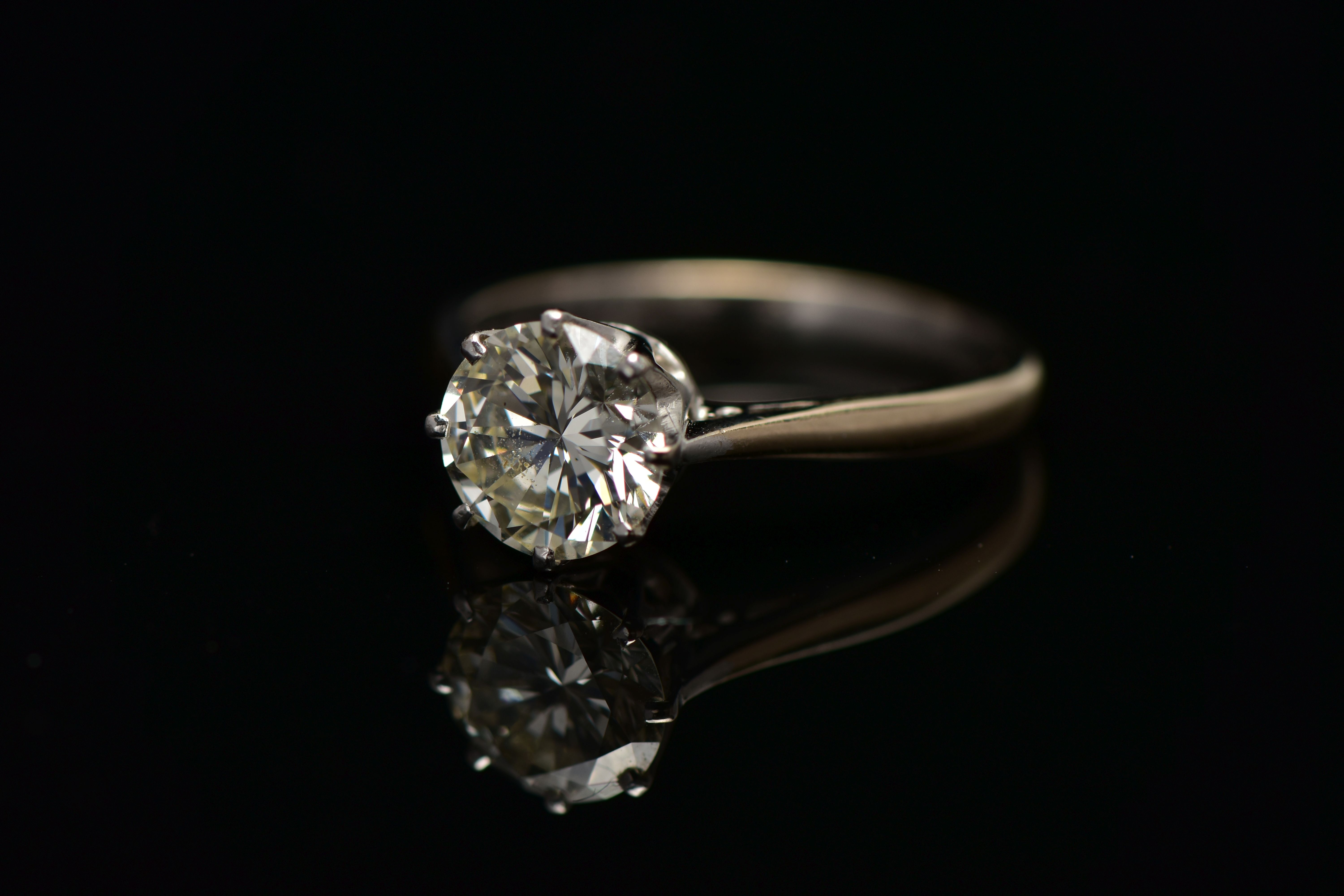 A MODERN SINGLE STONE DIAMOND RING, round brilliant cut diamond, estimated carat weight 1.50ct, - Image 12 of 12