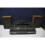 A FIDELITY MC3 MUSIC CENTER with matching speakers along with a Sony DVP-SR760H DVD player with