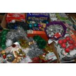 TWO BOXES AND LOOSE CHRISTMAS DECORATIONS, largely late twentieth century with a few mid-century