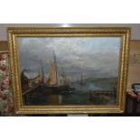 W. ANDERSON (LATE 18TH / EARLY 19TH CENTURY) WORKING BOATS IN A HARBOUR, signed bottom right, oil on
