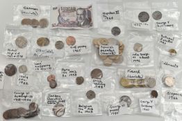 A SMALL BOX CONTAINING MIXED WORLD COINAGE