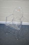 A MID CENTURY PERSPEX GHOST STYLE CHAIR