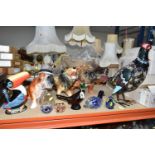 A GROUP OF CERAMICS AND GLASS PAPERWEIGHTS, comprising a Guiness G0052 Heritage Toucan money box,