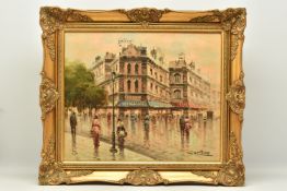 CORTESE (CONTEMPORARY) 'PARIS IN THE RAIN', a Parisian street scene, signed bottom right, oil on