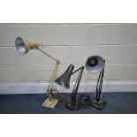 A VINTAGE HERBERT TERRY MODEL 1227 ORIGIONAL SCUMBLE FINISH DESK LAMP, on a two tiered square