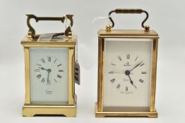 TWO CARRIAGE CLOCKS, to include a 'Deacon, Swindon' carriage clock, personal engraving to the top