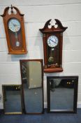 TWO MODERN WALL CLOCKS, one labelled Highlands, the other London Clock Co, both with pendulums,