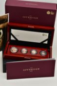 A ROYAL MINT BOXED GOLD PROOF FOUR COIN SET, to include a Double, Full, Half and Quarter Sovereign