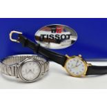 TWO TISSOT WRISTWATCHES, quartz movement, round dial, signed 'Tissot PR50', Roman numerals, date