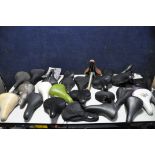 A LARGE QUANTITY OF BICYCLE SETS to include a Brooks leather seat, two new ladies comfort saddle,