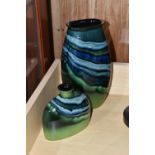 A POOLE POTTERY MAYA PATTERN MANHATTAN VASE, height 26cm together with a Maya pattern small oval