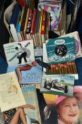 ONE BOX OF BOOKS, GAMES AND SINGLE RECORDS, to include a 1946 Dinky Toys Meccano England original '