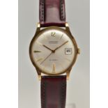 A GENTS 9CT GOLD 'GARRARD AUTOMATIC' WRISTWATCH, round silver dial signed 'Garrard, Automatic, 21