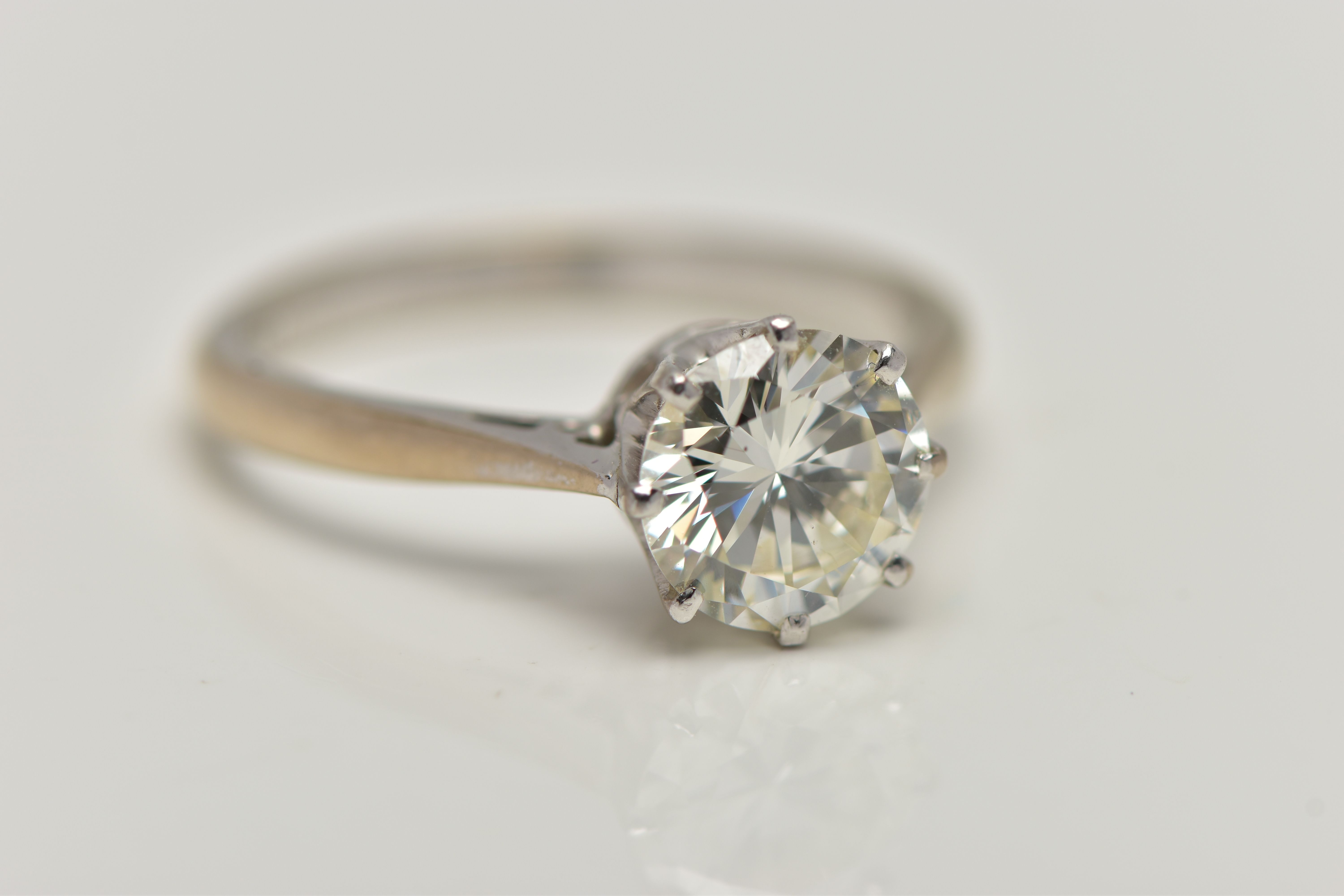 A MODERN SINGLE STONE DIAMOND RING, round brilliant cut diamond, estimated carat weight 1.50ct, - Image 7 of 12