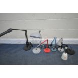 A SELECTION OF DESK LAMPS, of various styles, along with some desk lamp parts (7)