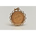 A HALF SOVEREIGN PENDANT, 1906 half sovereign depicting George and the Dragon and King Edward VII,