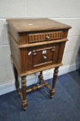 A FRENCH OAK POT CUPBOARD, with a single drawer and cupboard, width 41cm x depth 35cm x height