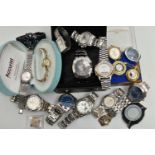 A BOX OF ASSORTED WRISTWATCHES, ladys and gents watches to include a boxed ladys 'Accurist' watch,