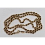 A 9CT ROPE TWIST CHAIN, fitted with a spring clasp, hallmarked 9ct London import, length 480mm,