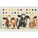 HAYLEY GOODHEAD (BRITISH CONTEMPORARY) 'DAMIEN'S HERD', a limited edition box canvas print depicting