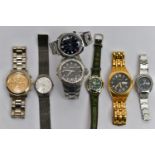SEVEN WRISTWATCHES, to include a gents 'Gisa', a gents 'Ben Sherman', gents 'Adidas', a ladys 'River